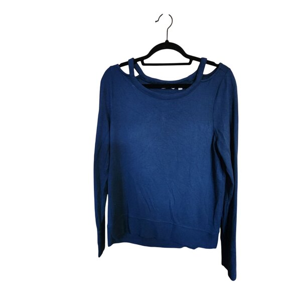 Athleta Womens Blue Long Sleeve Open Back Knit Top Size S - Picture 1 of 3